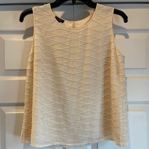 Talbots beaded cream silk sleeveless blouse